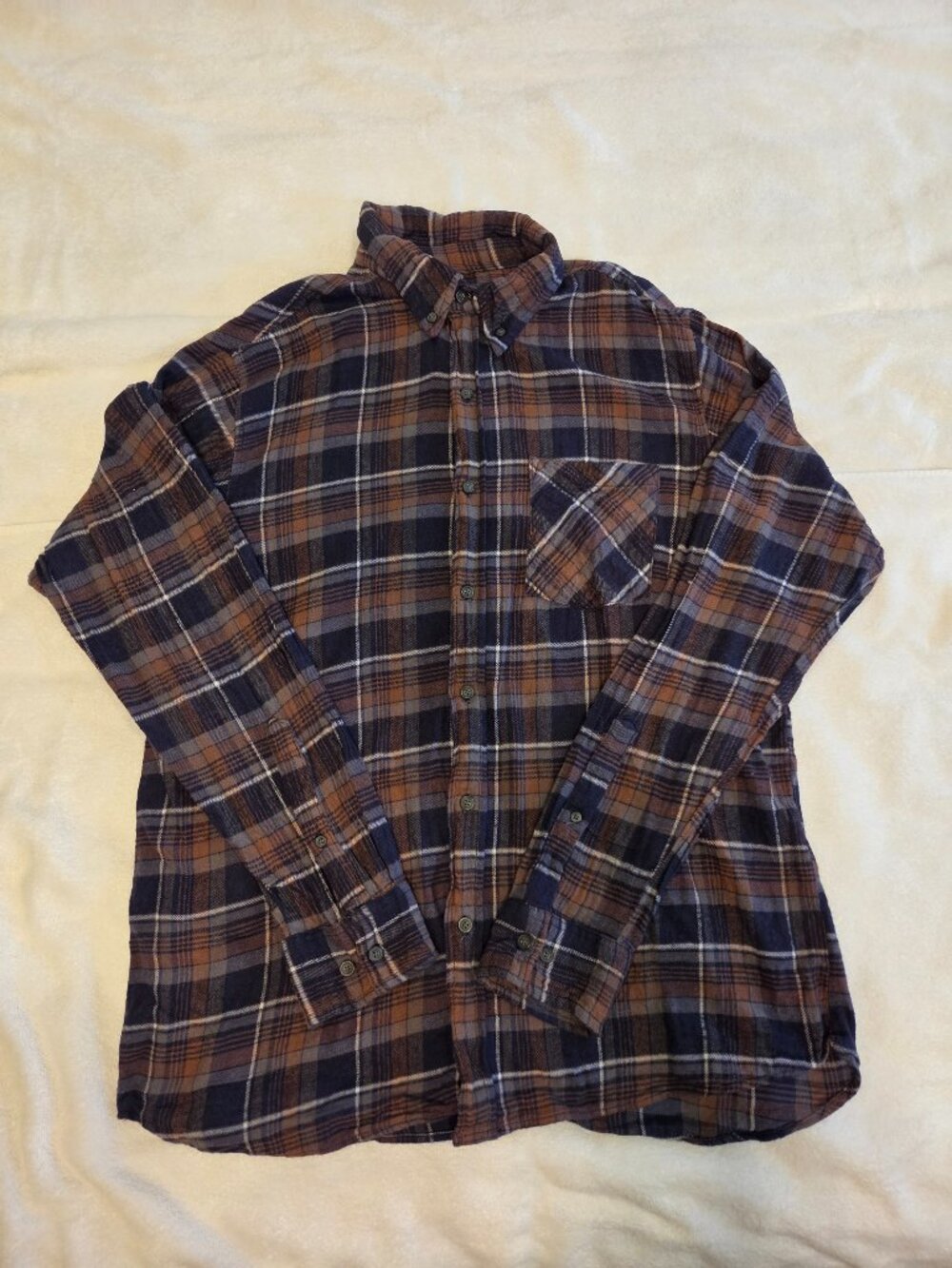 Jackson Hole Men's XL Brown White Black Plaid Flannel Pocket Button-Down Shirt